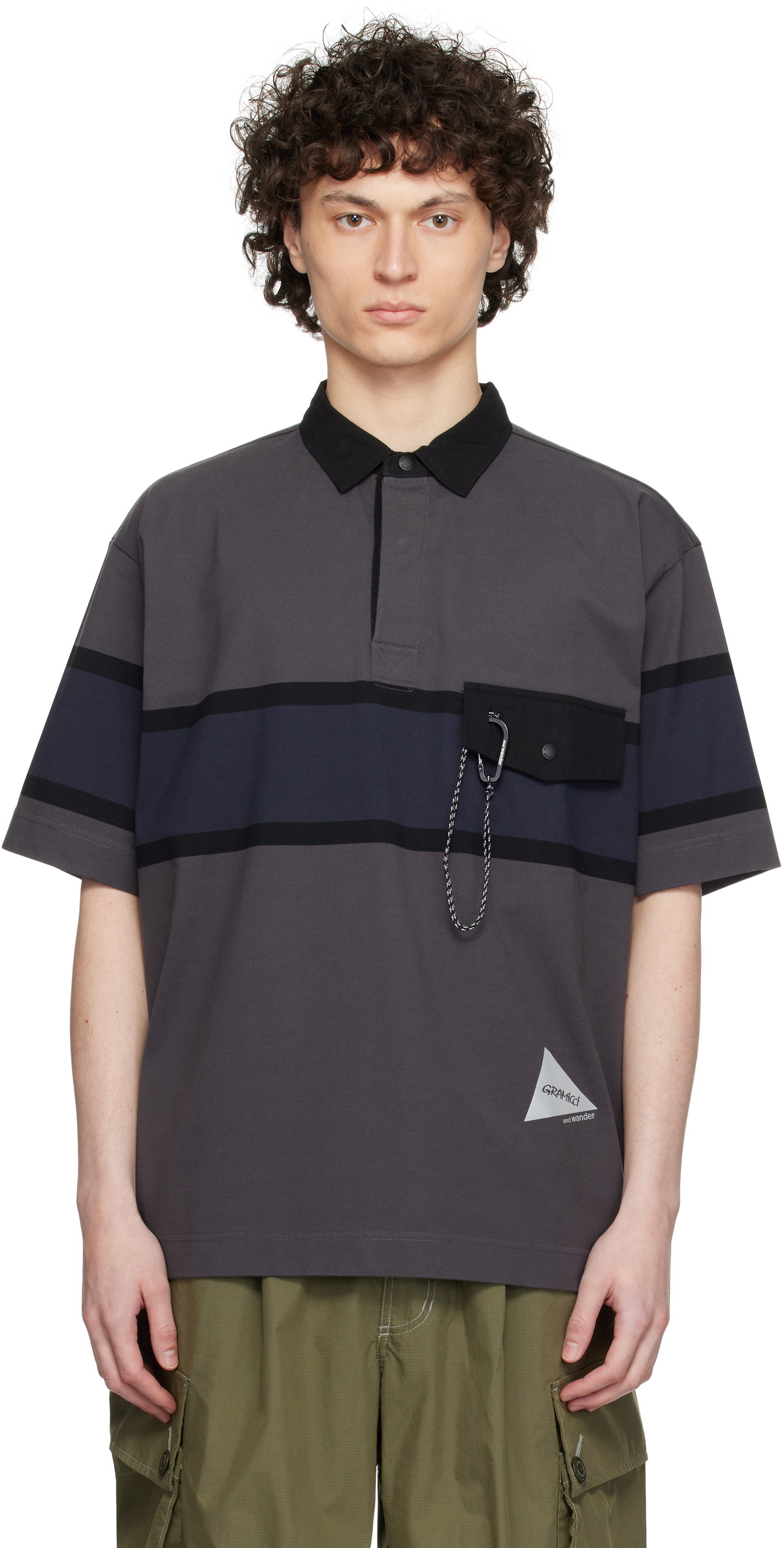 トップス GRAMICCI and wander TECH RUGBY SHIRT and wander Gray Gramicci Edition Tech Rugby Polo and Wander