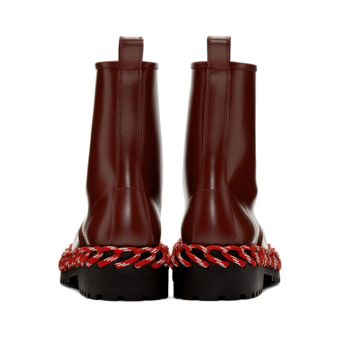 BALENCIAGA BURGUNDY RED CORDOVAN LEATHER MID CALF HEEL BOOTS 36 Pre-owned