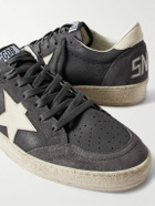 Golden Goose - Ball Star Distressed Suede-Trimmed Leather Sneakers - Gray