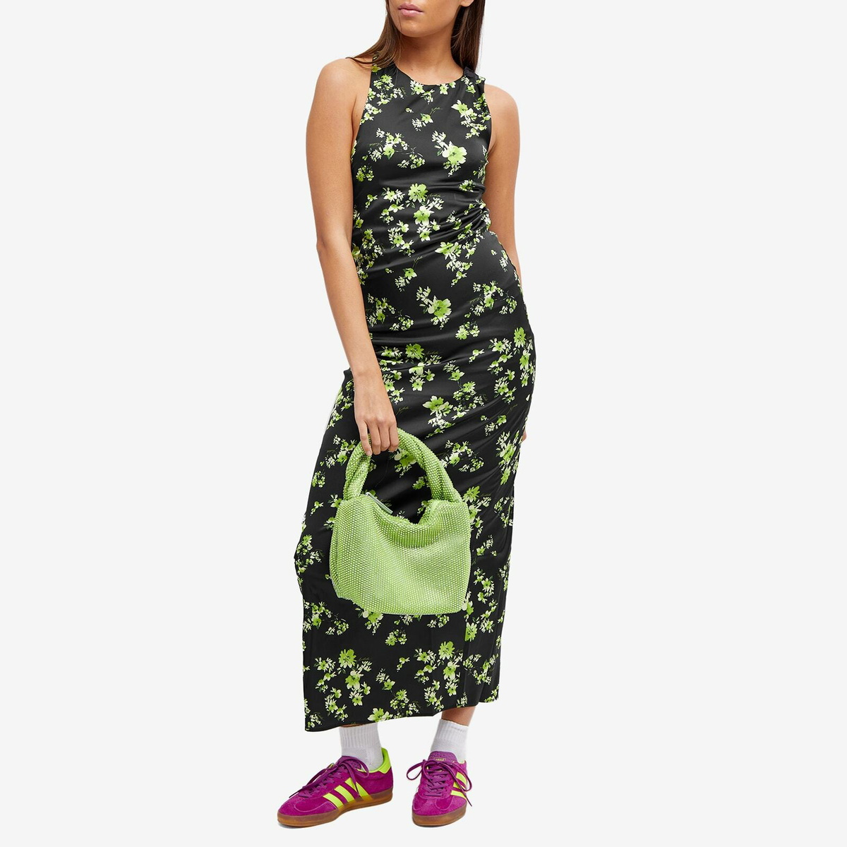 Rotate Women's Shiny Stretch Tight Dress in Tap Shoe Comb.
