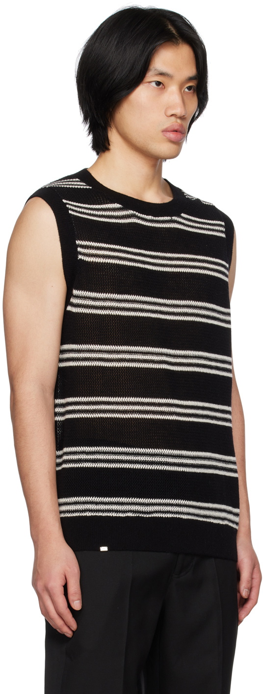 C2H4 Black & White Striped Vest