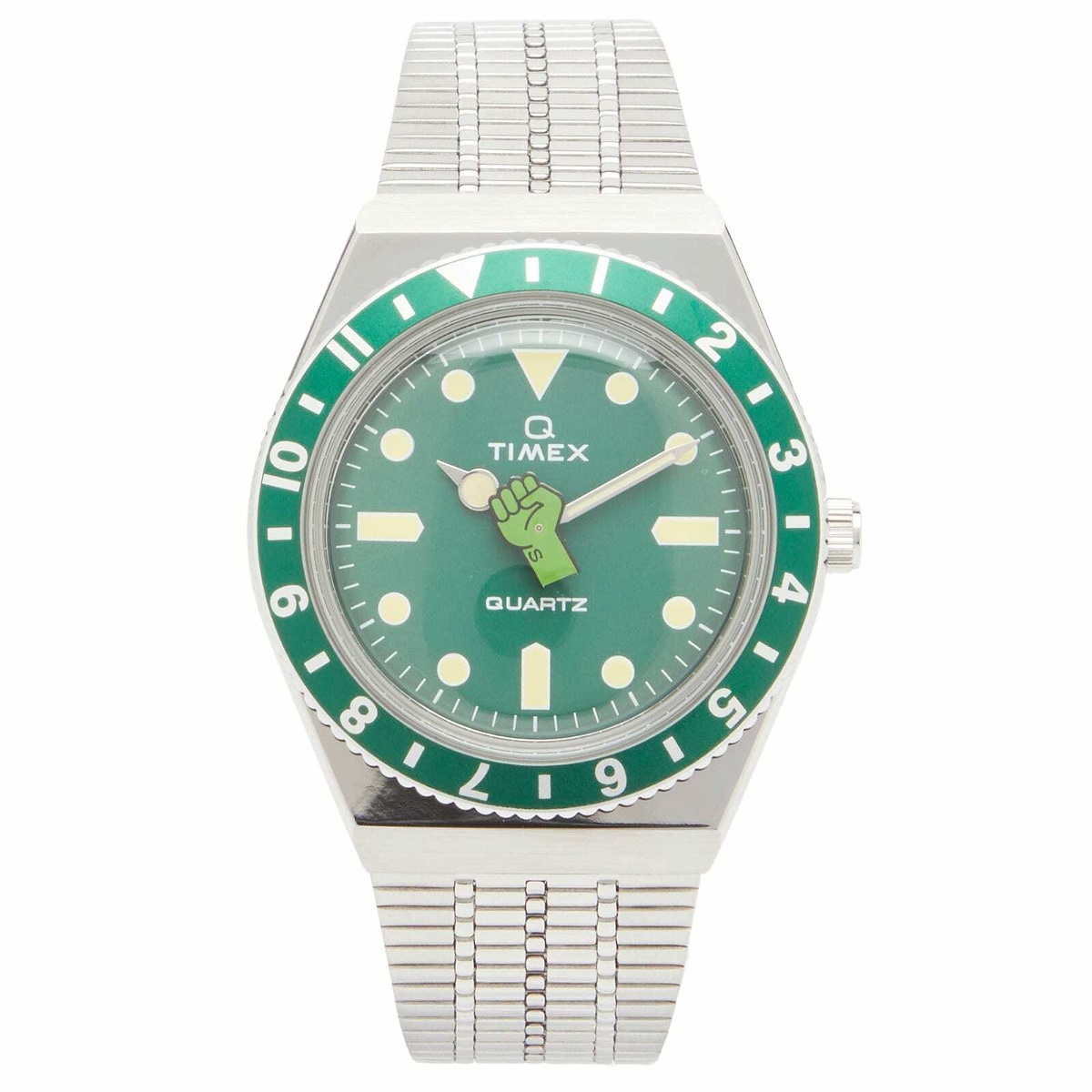 Photo: Timex x seconde/seconde/ Q Watch in Silver/Green