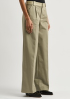 Christopher Esber Leather-trimmed Wide-leg Cotton-blend Trousers Beige