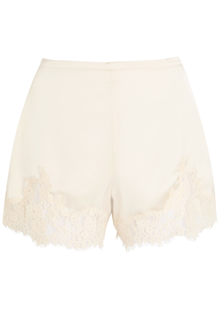 Reformation Fern Lace-trim Satin Shorts White