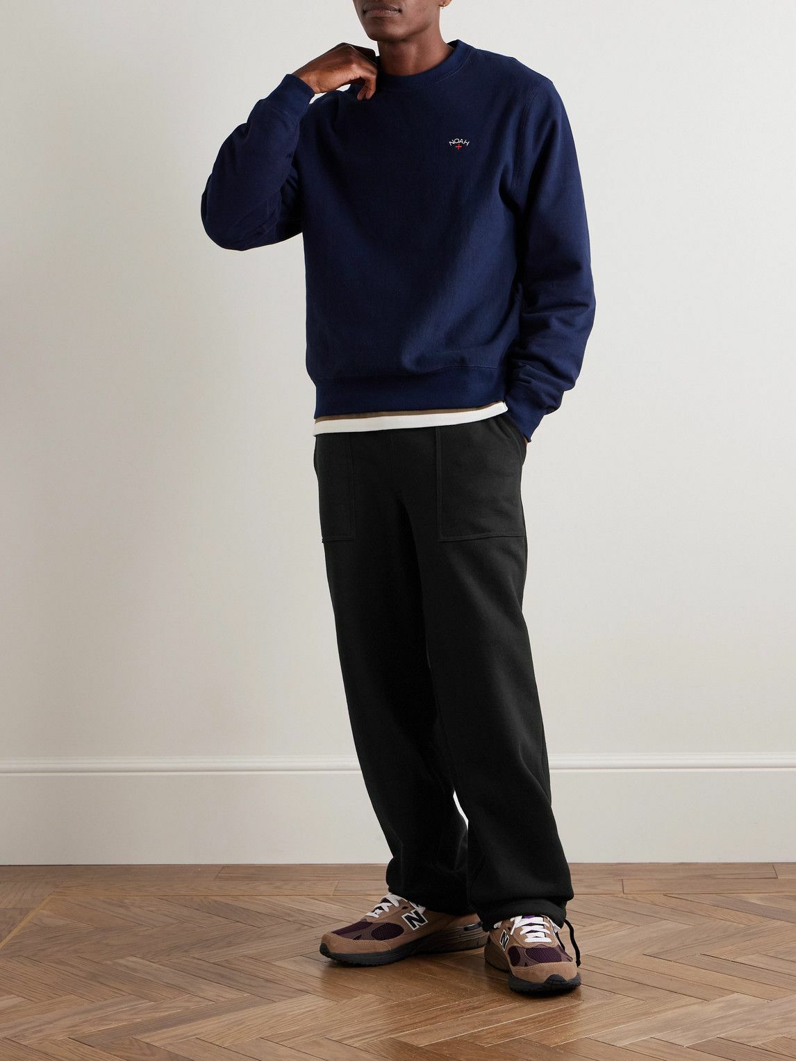 Noah - Fatigue Straight-Leg Cotton-Jersey Sweatpants - Black
