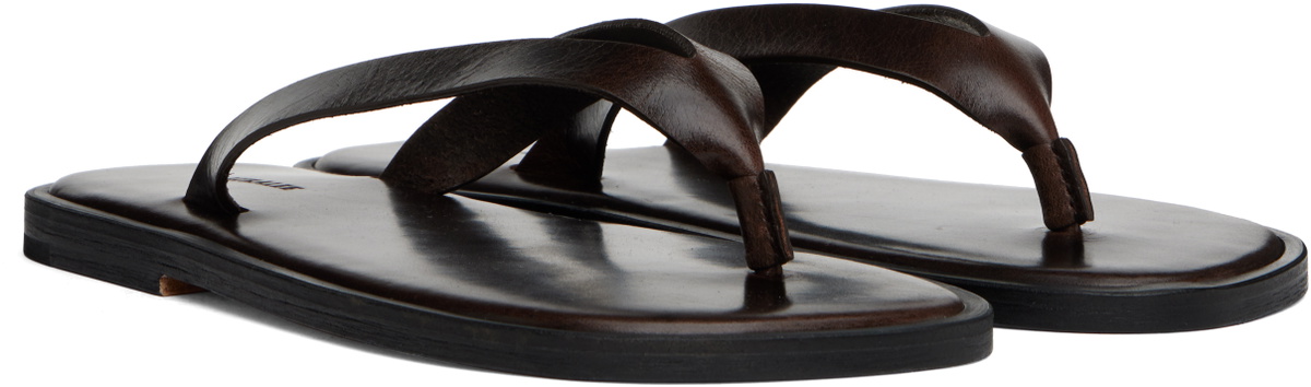 AURALEE Brown Leather Tong Flip-Flops
