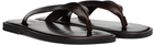 AURALEE Brown Leather Tong Flip-Flops