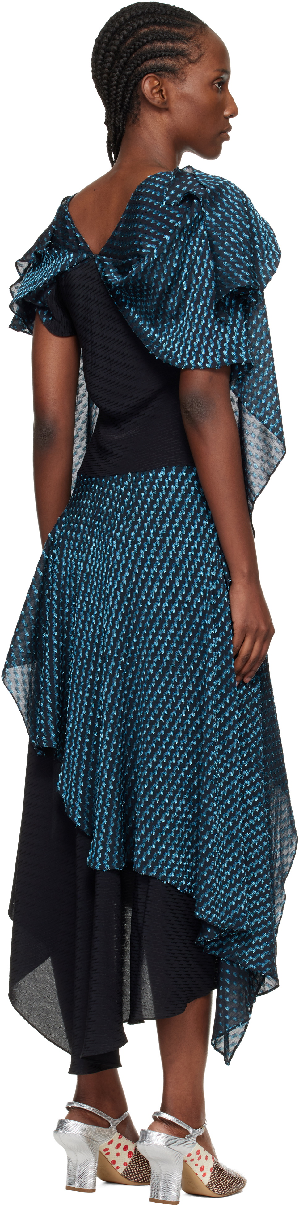 Kiko Kostadinov Black & Blue Plexus Midi Dress