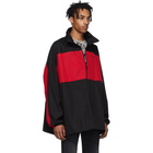 Balenciaga Black and Red Poplin Zip-Up Jacket