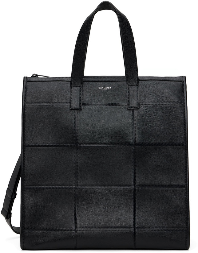 Photo: Saint Laurent Black Patchwork Shopping Tote