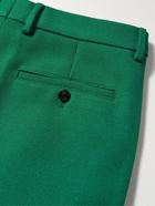 AMI PARIS - Wide-Leg Pleated Wool-Gabardine Trousers - Green