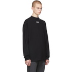 Off-White Black Wavy Line Long Sleeve Logo T-Shirt