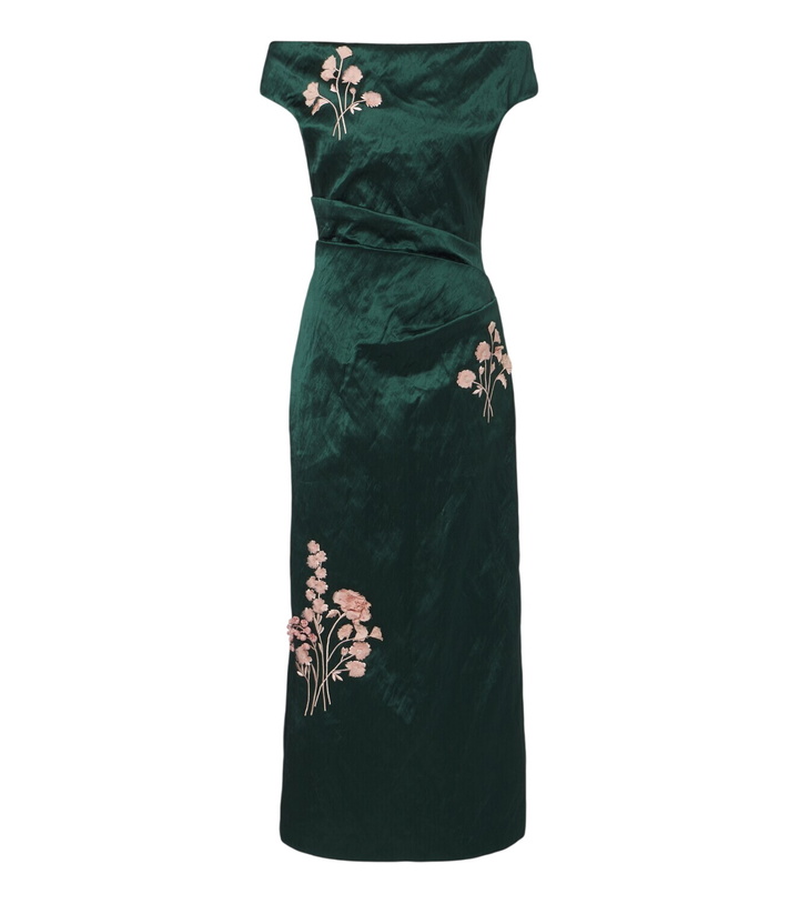 Photo: Erdem Embellished floral appliqué satin cocktail dress