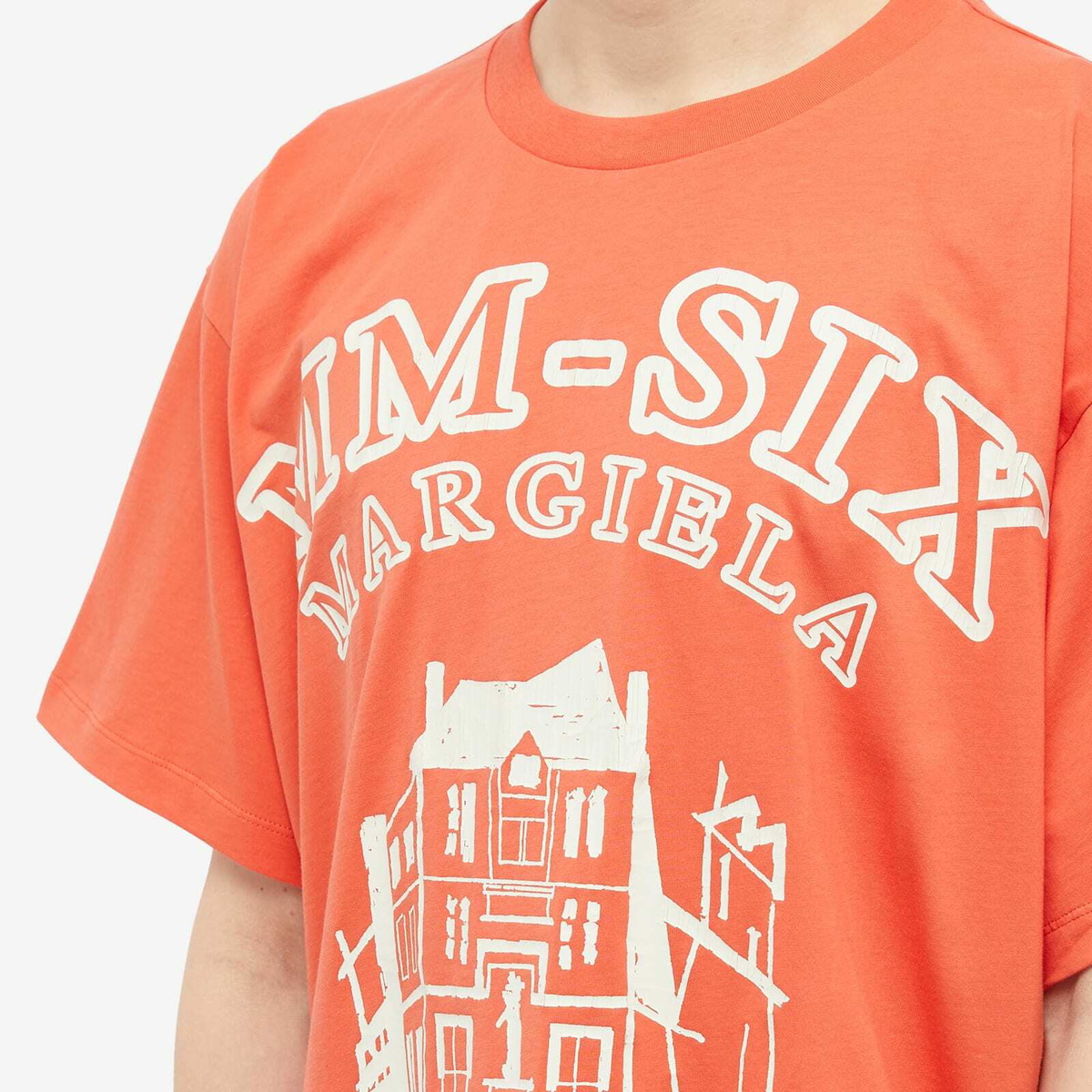 Maison Margiela Men's MM-Six T-Shirt in Burnt Orange Maison Margiela