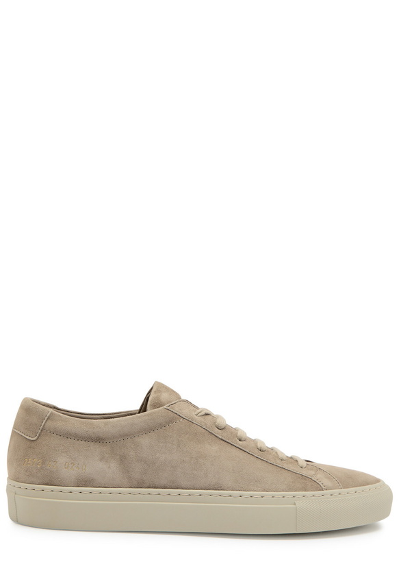 Photo: Common Projects Achilles Premium Suede Sneakers Taupe