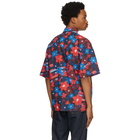 Marni Red and Blue Rainbow Flower Print Short Sleeve Shirt