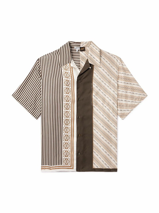 Photo: LOEWE - Paula's Ibiza Convertible-Collar Striped Silk-Twill Shirt - Neutrals