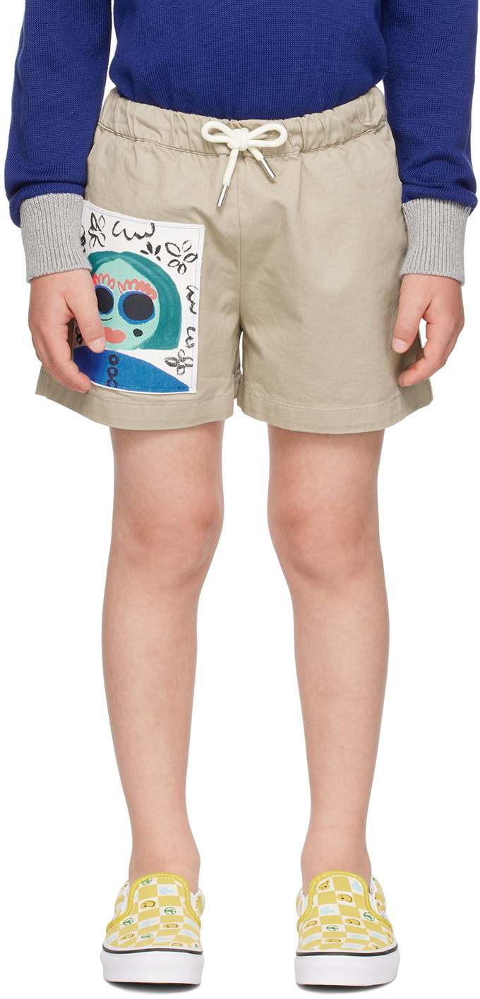 Marni Kids Beige Elasticized Shorts