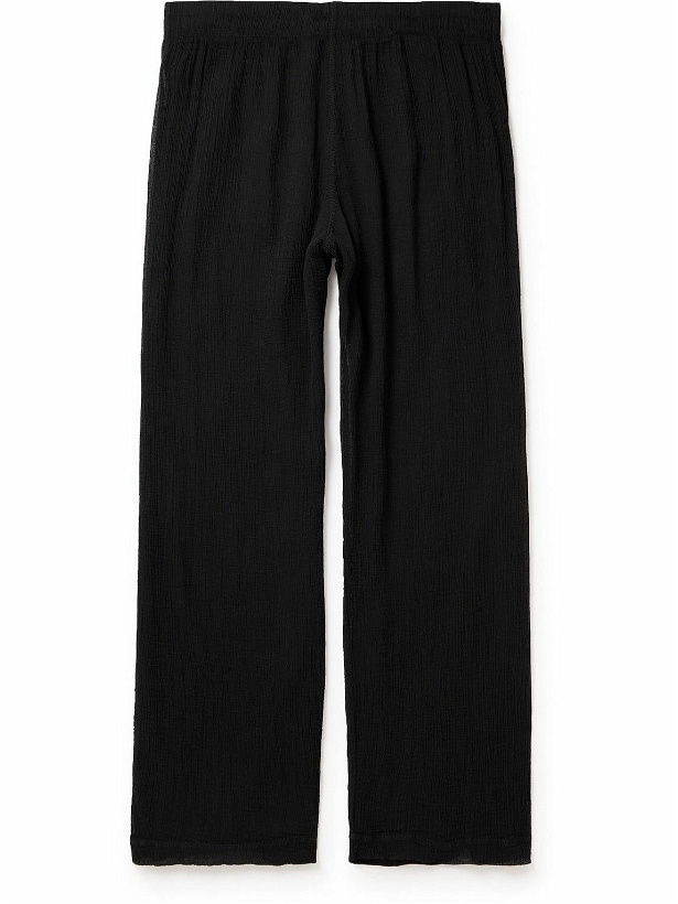 Photo: Our Legacy - Reduced Straight-Leg Crinked Cotton-Blend Trousers - Black