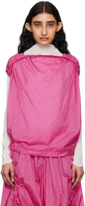 Photo: 132 5. ISSEY MIYAKE Pink Gathered Balloon Tank Top