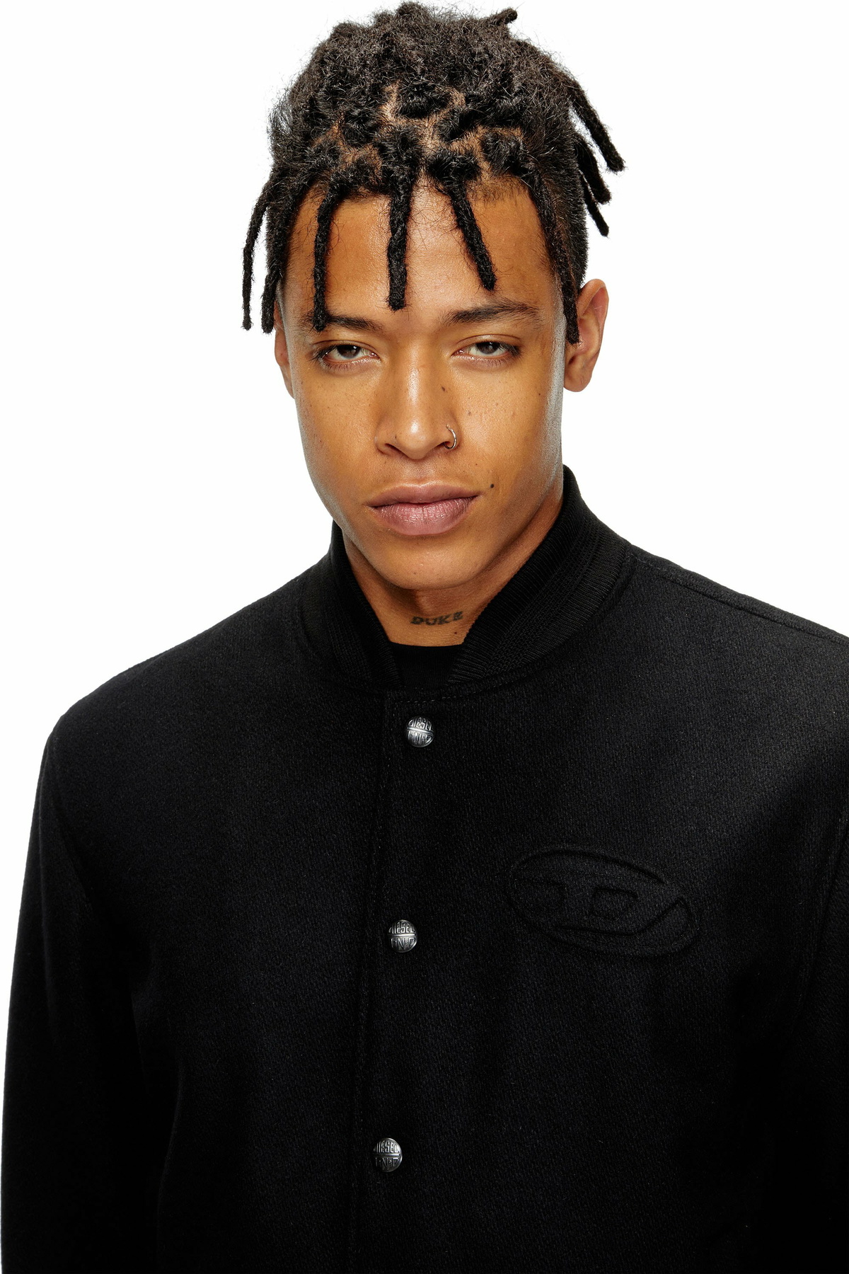Diesel Padded bomber jacket in wool blend - Jackets Mens in Black