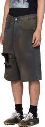 LU'U DAN Gray Kriss Kross Denim Shorts