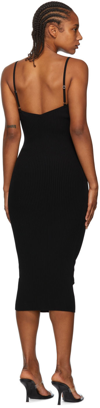 Helmut Lang Black Rib Eyelet Midi Dress Helmut Lang