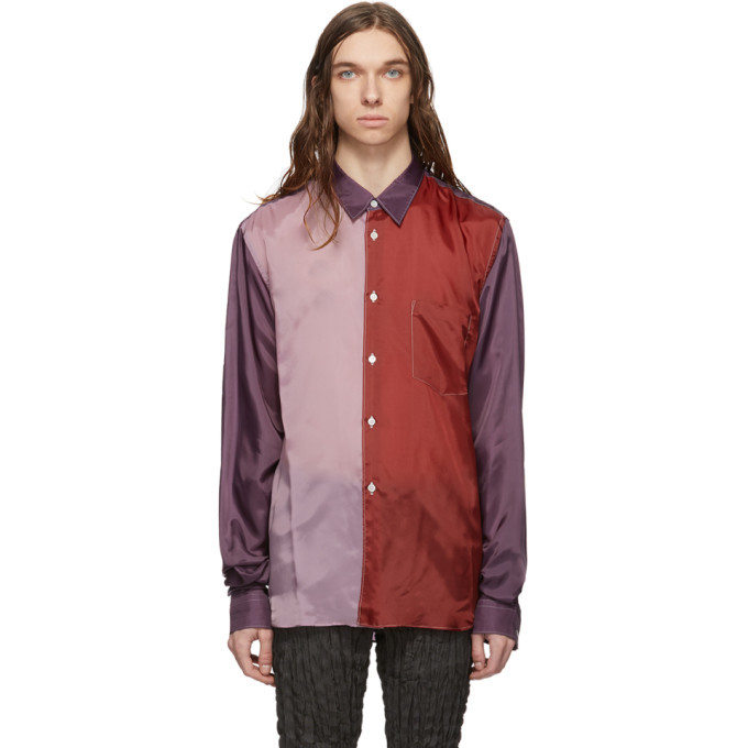 Photo: Comme des Garcons Homme Plus Purple and Red Taffeta Colorblock Shirt