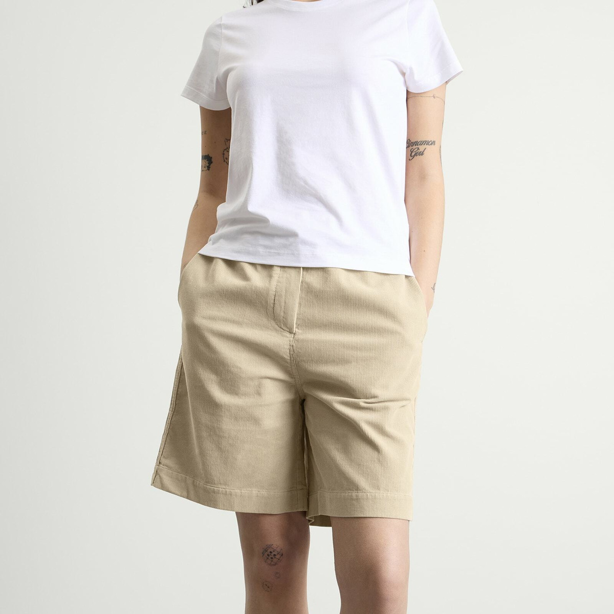 Nothing Written Women's Cotton Corduroy Shorts in Macadamia