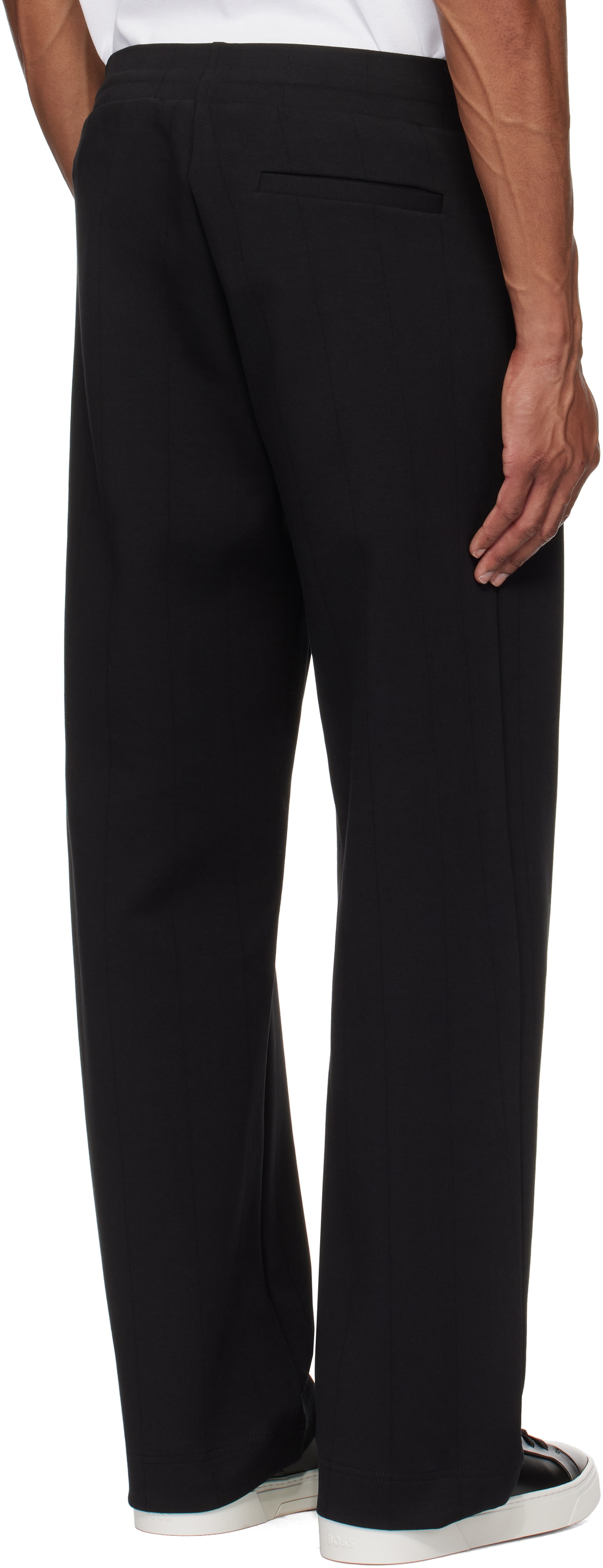 BOSS Black Drop-Needle Cotton Track Pants