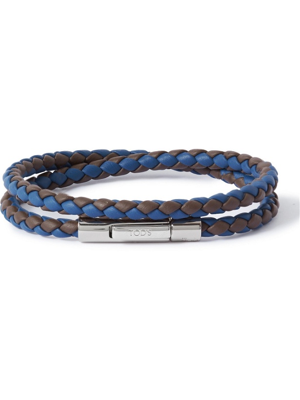 Photo: TOD'S - Woven Leather and Silver-Tone Bracelet - Blue