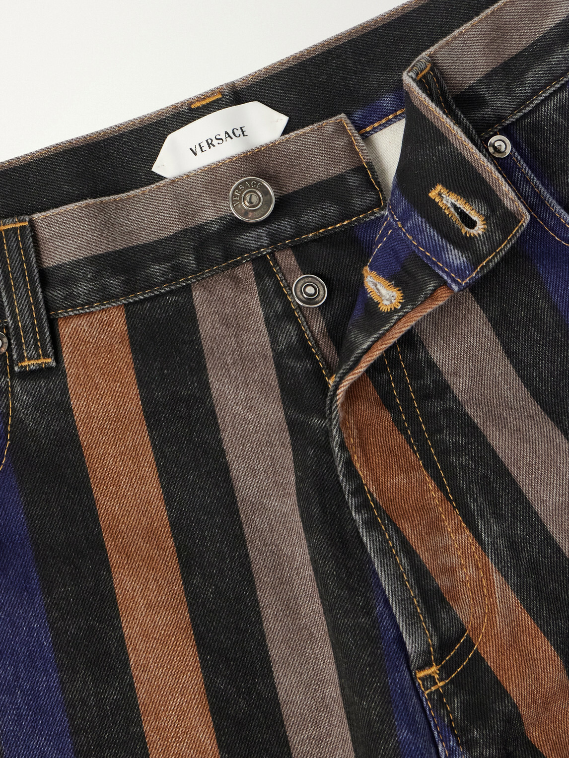 Versace - Straight-Leg Striped Jeans - Blue