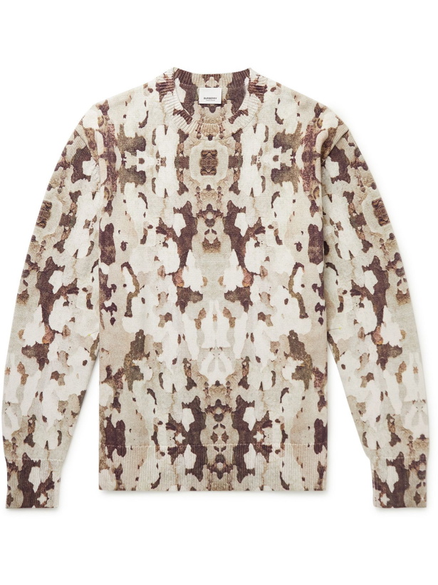 Photo: Burberry - Camouflage-Print Cotton Sweater - Brown