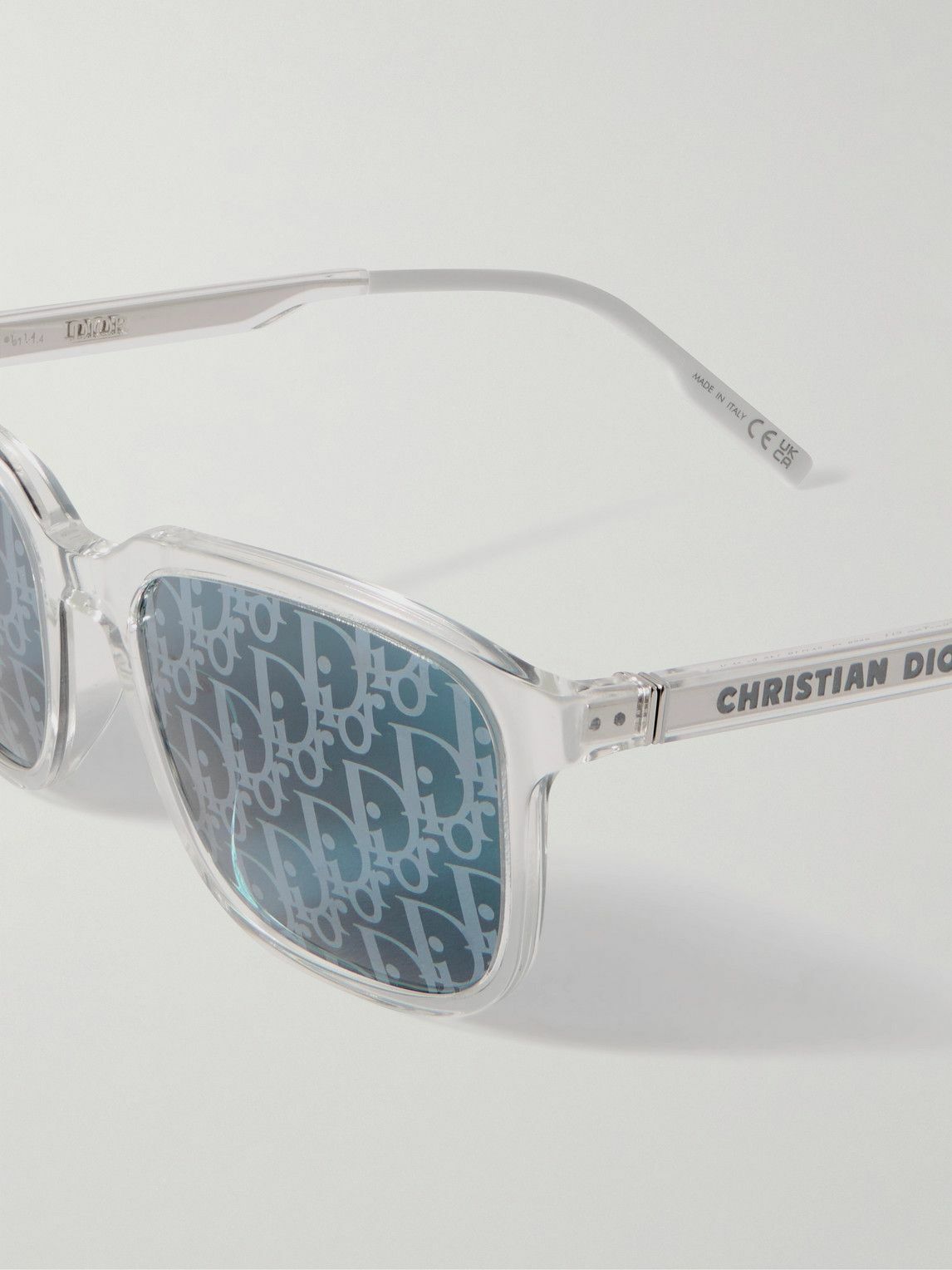 Christian Dior サングラス シルバー DiorTag SU Crystal-Tone Rectangular Sunglasses | DIOR