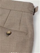 Loro Piana - Straight-Leg Pleated Wool-Twill Suit Trousers - Neutrals