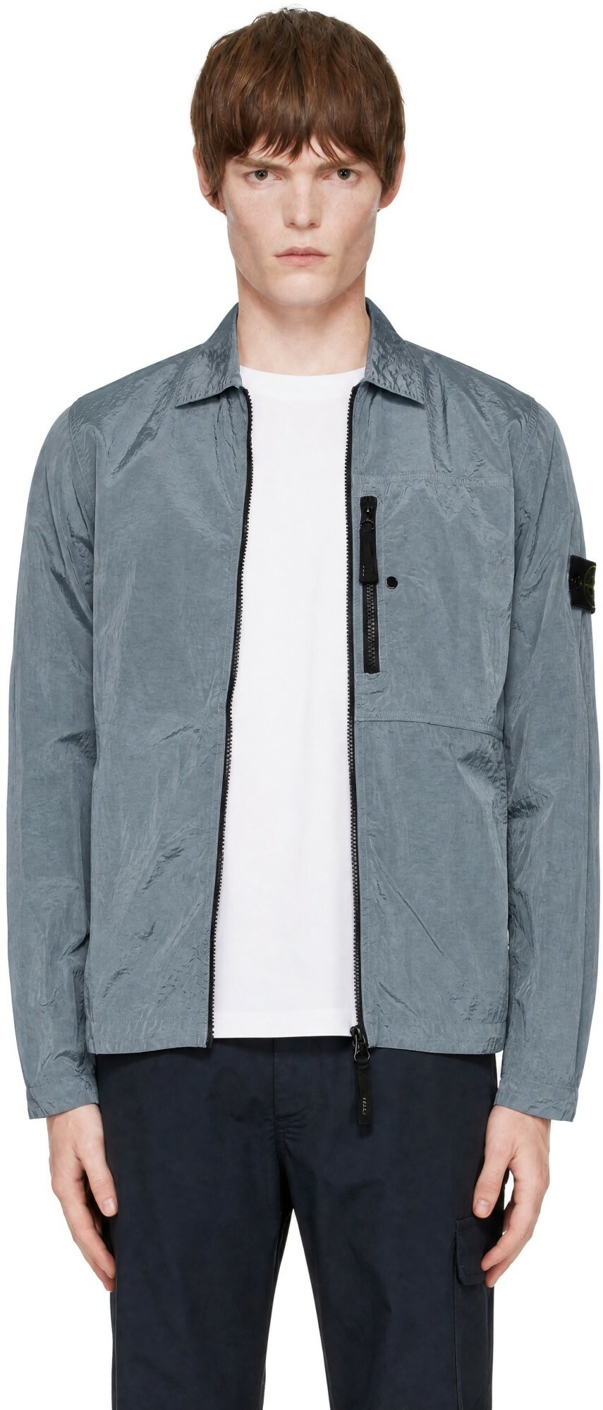 Stone Island Light Soft Shell SI Check Grid Bomber Jacket Stone Island