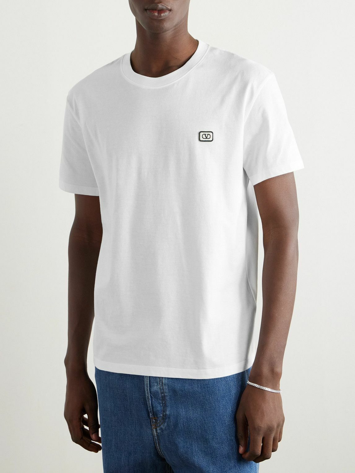 Valentino Garavani - Logo-Appliquéd Cotton-Jersey T-Shirt - White