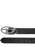 DIESEL - 4cm D Crystal Buckle Leather Belt