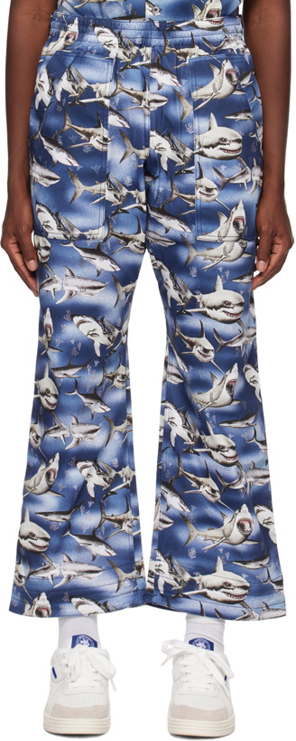 Photo: Palm Angels Blue & Black Sharks Trousers