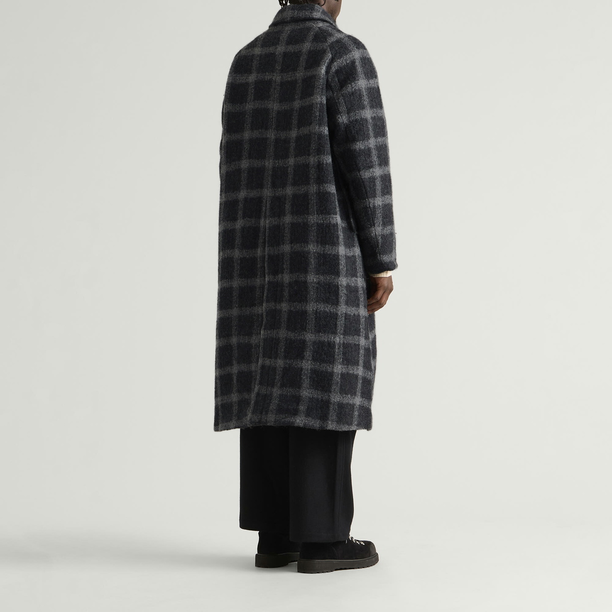 Gander Men's Long Coat in Grey Windowpane