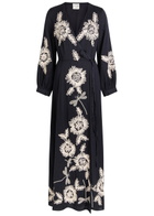 Forte_forte Embroidered Cotton and Wool-blend Maxi Wrap Dress Blue