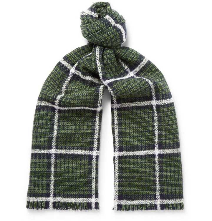 Photo: Mr P. - Checked Double-Faced Wool-Blend Scarf - Men - Green