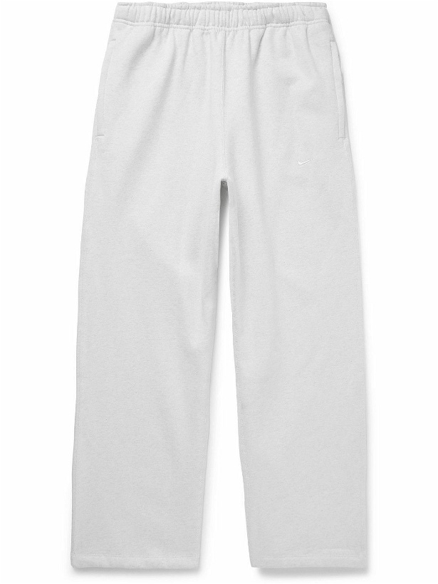 Photo: Nike - Solo Straight-Leg Logo-Embroidered Cotton-Blend Jersey Sweatpants - White