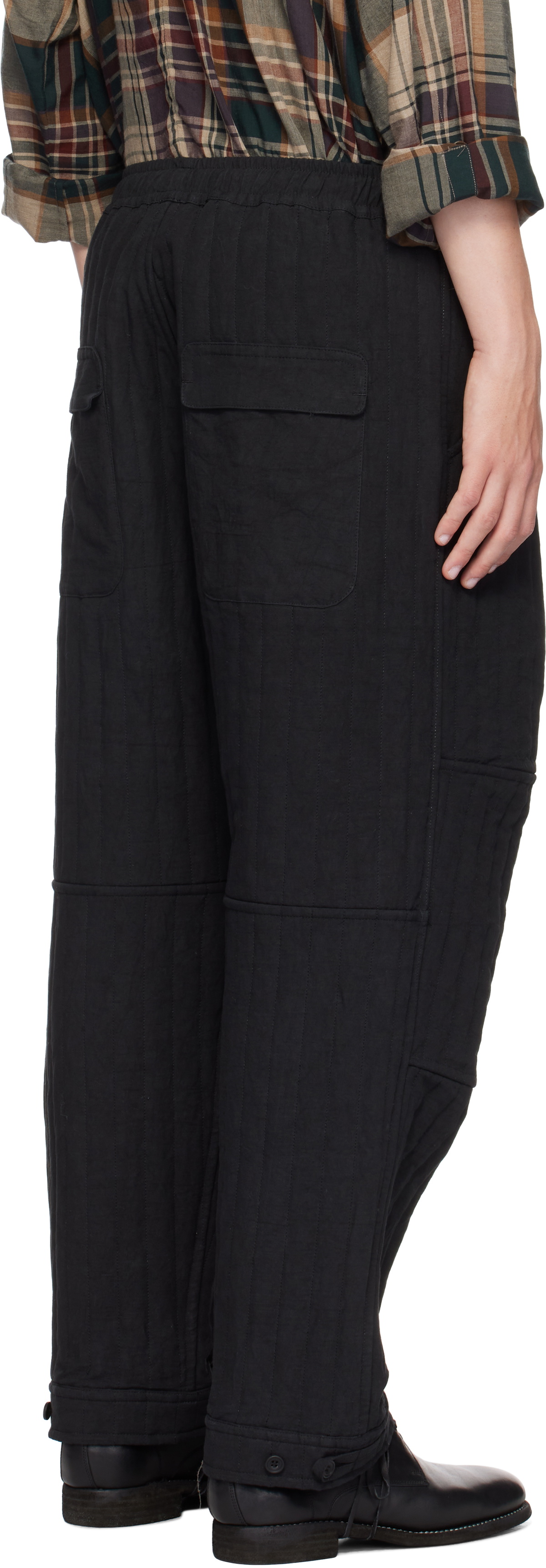 Jan-Jan Van Essche Black O-Project Dense Twill Wide Knee Trousers