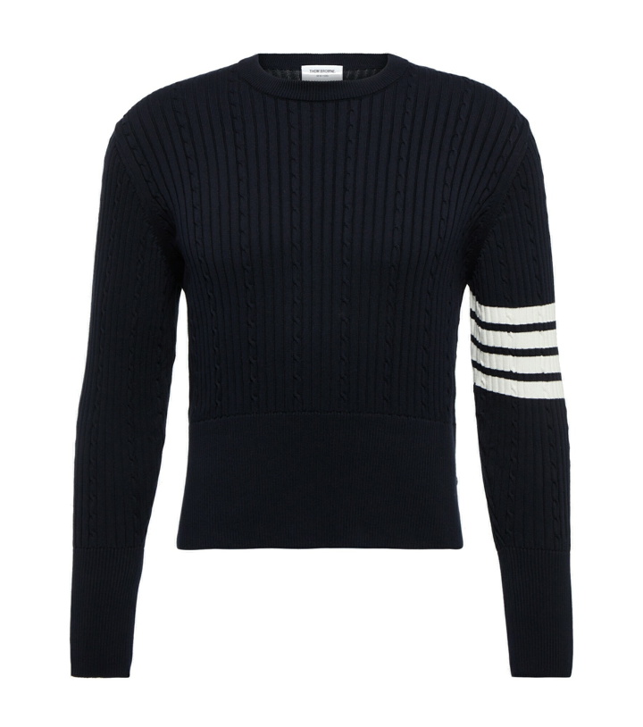 Photo: Thom Browne - 4-Bar ribbed-knit cotton sweater