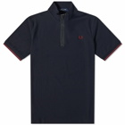 Fred Perry Authentic Men's Half Zip Funnel Neck Polo Shirt in Navy