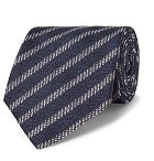 Giorgio Armani - 8cm Striped Silk-Jacquard Tie - Men - Midnight blue