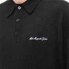 MKI Men's Long Sleeve Lightweight Mohair Knit Polo Shirt in Black