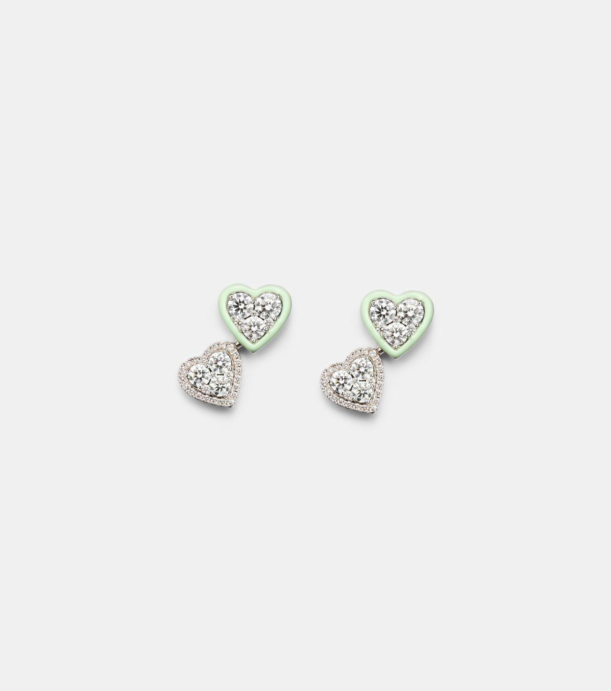 Kamyen 18kt white gold earrings with enamel and diamonds