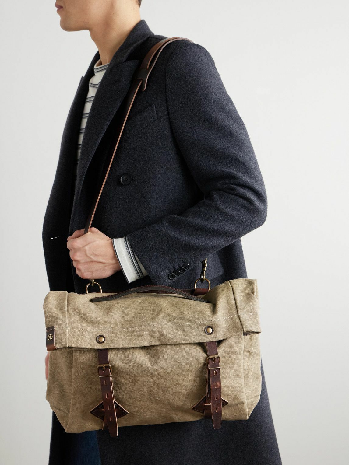 Bleu de Chauffe - Gaston Leather-Trimmed Cotton-Canvas Messenger Bag